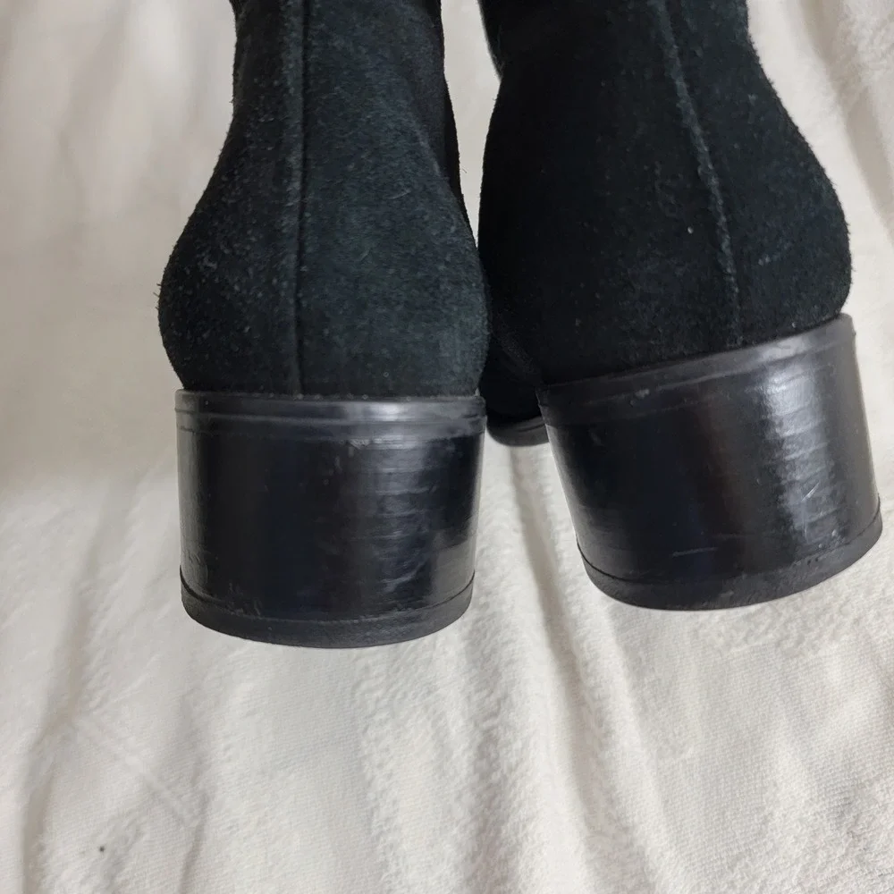 La Canadienne Black Suede Waterproof Ankle Boots Block Heel 32630 7.5 M Canada
